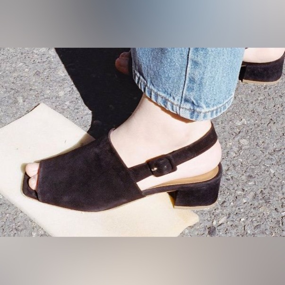 By Far Scandi Strap Sandal - black suede size 39